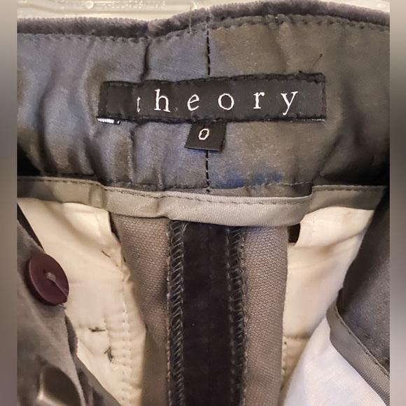 Theory flare bottom velvet dress pants with tuxedo stripe side. Size 0 - Picture 2 of 4
